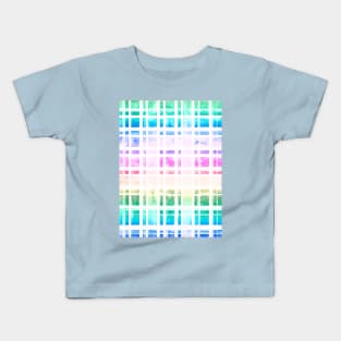 Pastel Rainbow Watercolor Gingham Kids T-Shirt